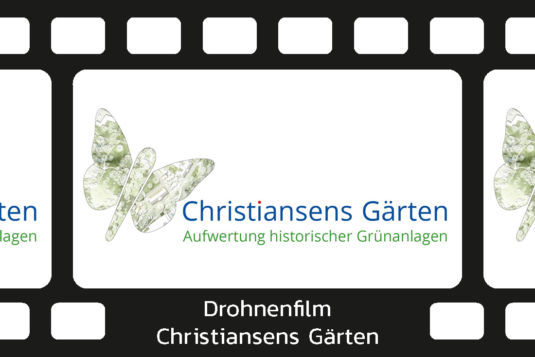 Filmausschnitt Christiansens Gärten Logo Drohnenfilm