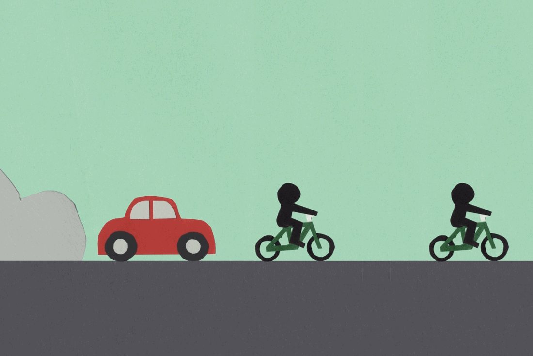 Animation Auto Fahrradfahrer